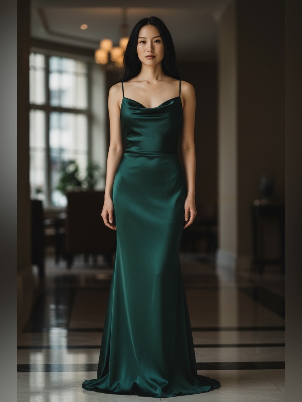 Windsor Hunter Green Satin Maxi Dress - Picture 1 of 10